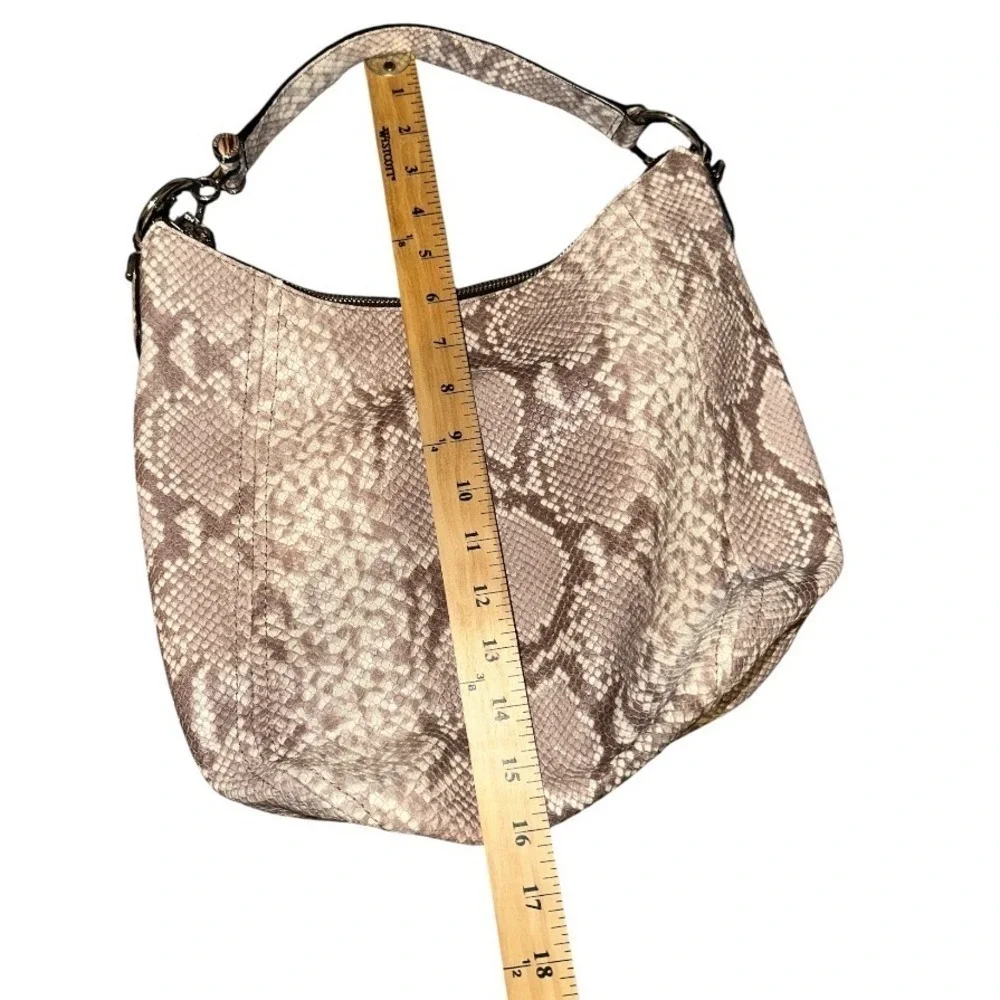 Michael Kors Fulton Brown Snakeskin Hobo Shoulder Bag